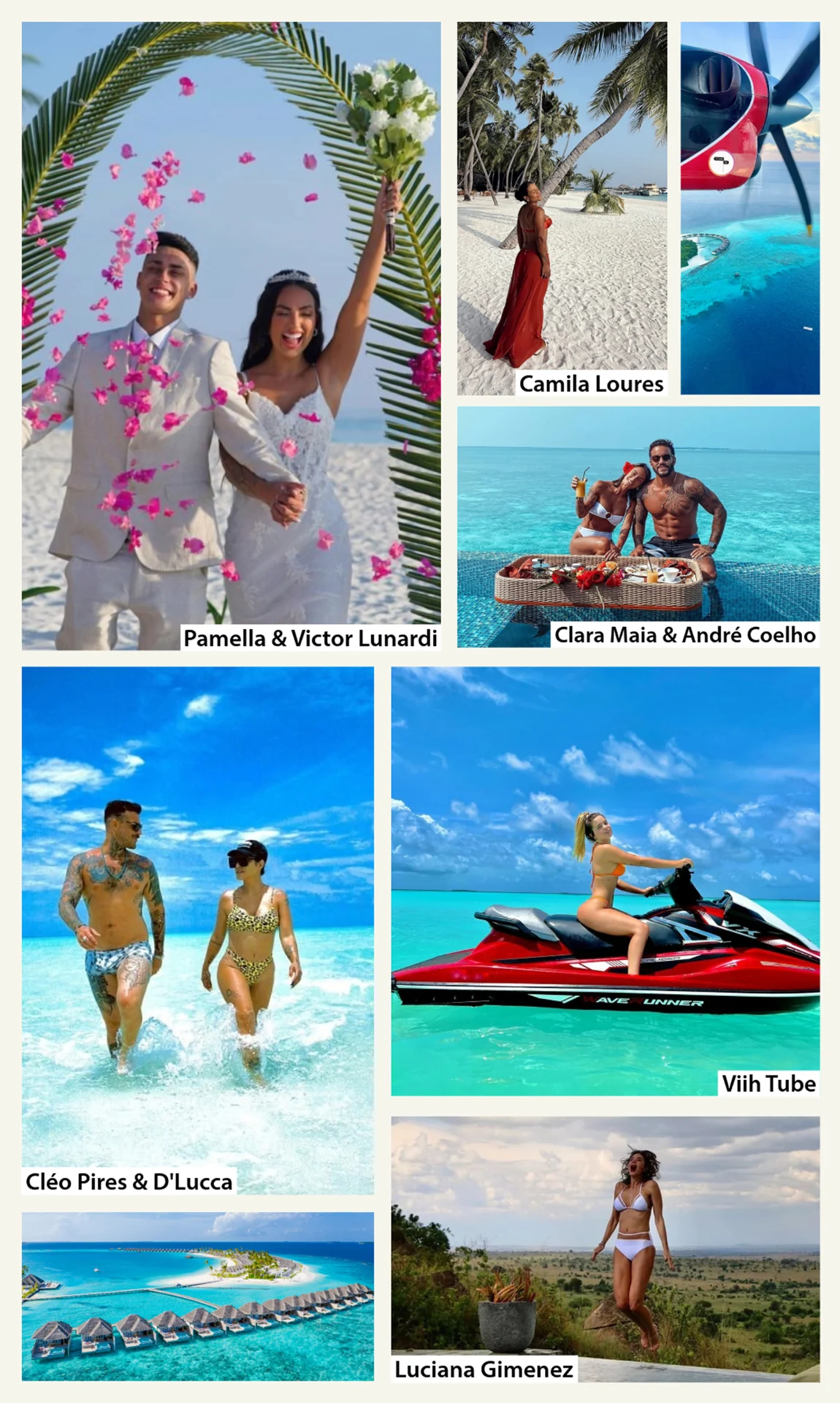 Clientes famosos que viajaram com a Follow Me para as Maldivas